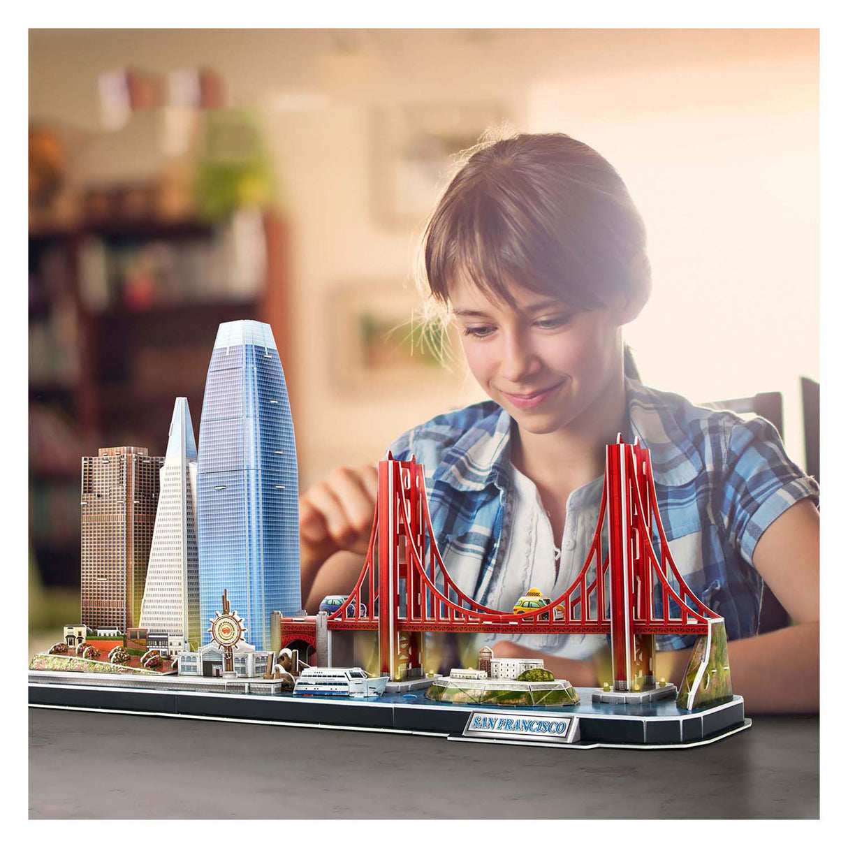 Kubisches lustiges 3D-Puzzle City Line San Francisco mit LED-Beleuchtung
