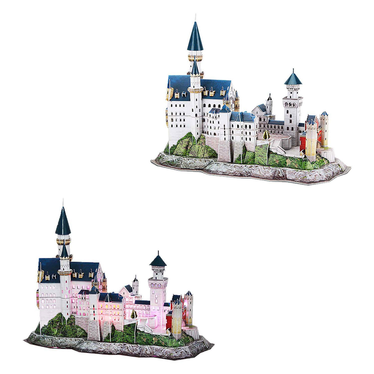 Würfelspaßiges 3D-Puzzle Schloss Neuschwanstein mit LED-Beleuchtung