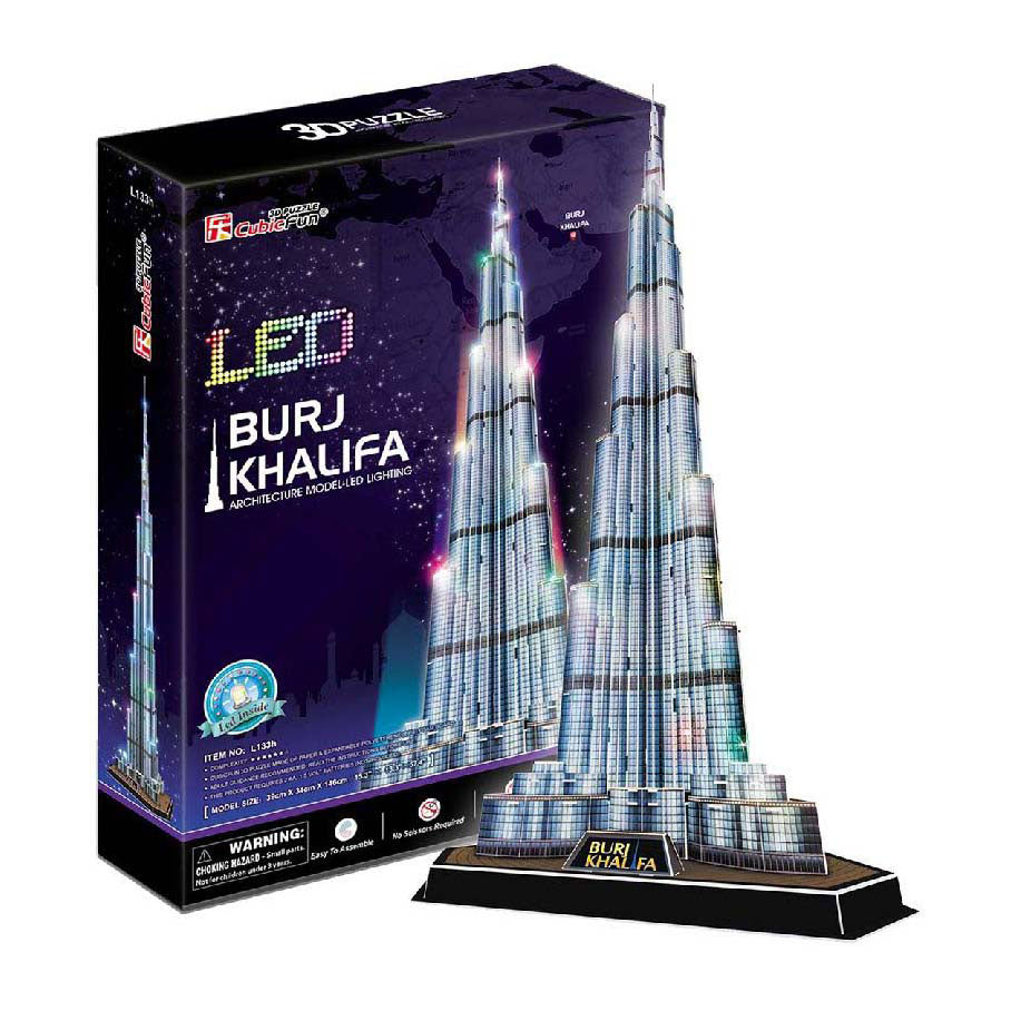 Kubisches lustiges 3D-Puzzle Burj Khalifa mit LED-Beleuchtung