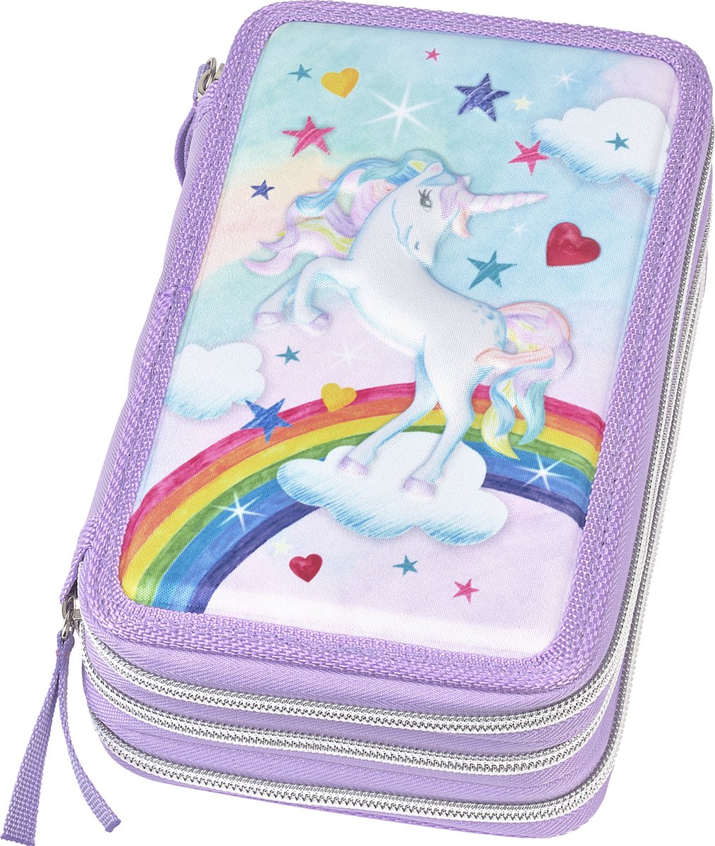 Faber-Castell Federmäppchen – Einhorn – gefüllt 3-lagig – 44-teilig – fc-573040