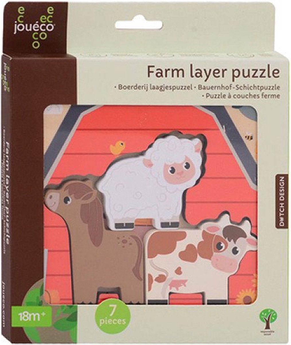 Joueco Holzschicht Puzzle Farm, 7st.