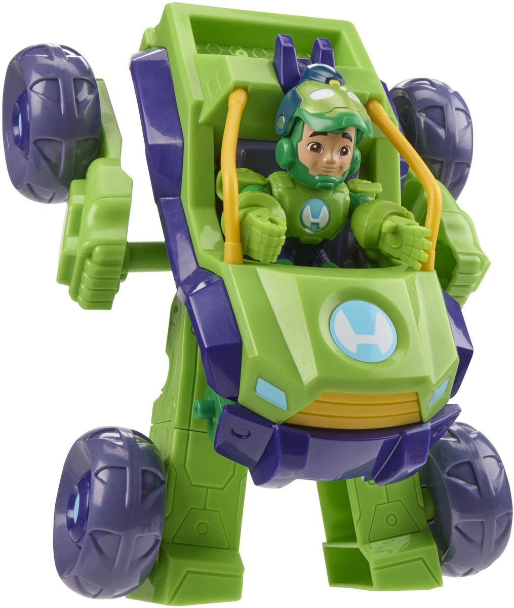 Hasbro marvel iron man and his awesome friends iron hulk, 2-in-1 set met mech-pak en voertuig, leeftijd 3+