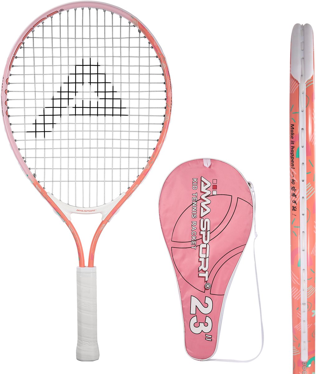 Ama Sport Kinder-Tennisschläger Pink 23 Zoll – leichter Junior-Schläger mit Tasche – ideal für Anfänger –