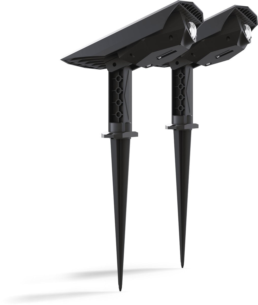 Calex padoa solar prikspot - 2 stuks - tuinspot - zonne-energie - waterdicht - dag nacht sensor - warm wit licht - zwart