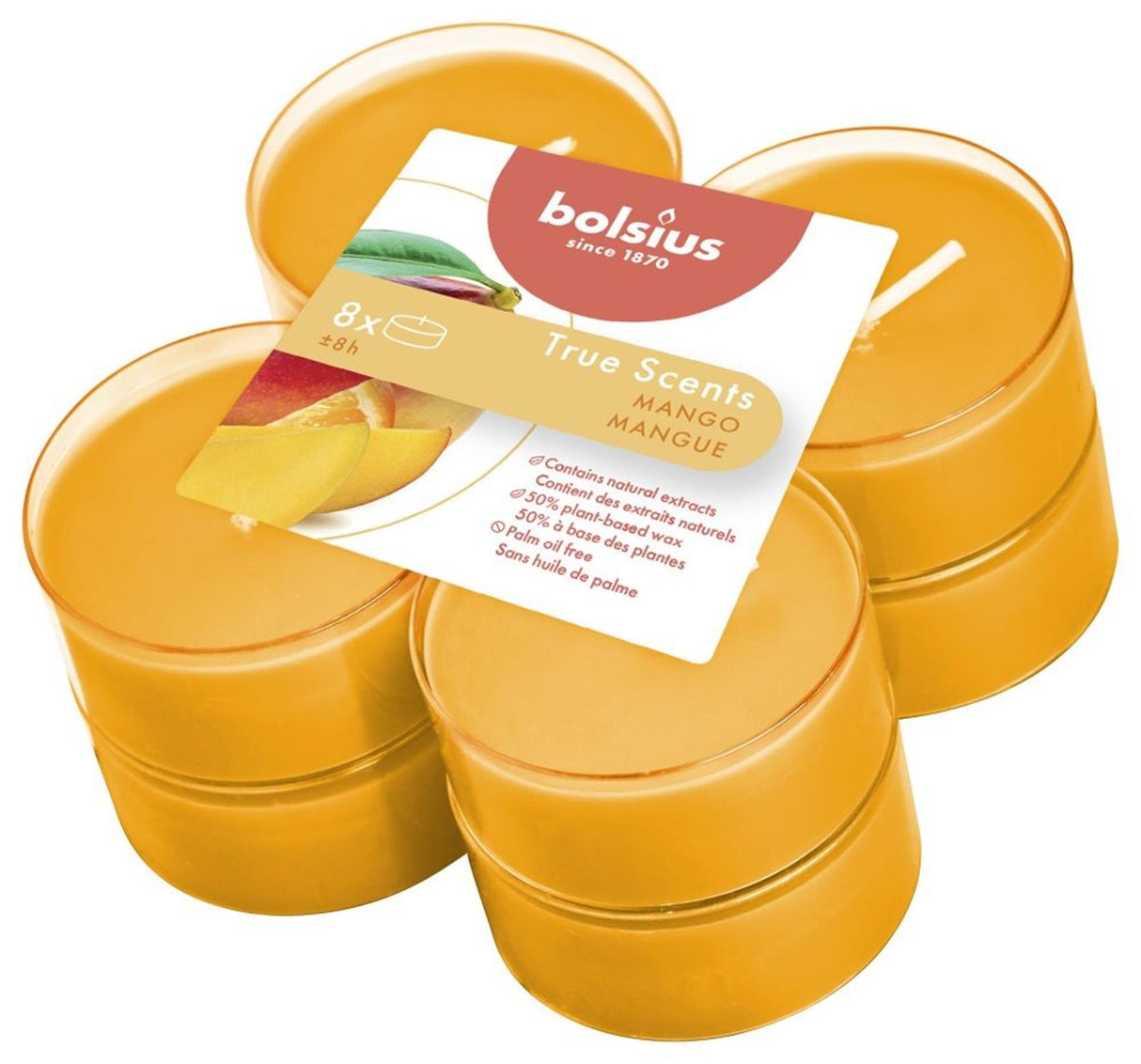 Bolsius Duft-Maxi-Teelichter 8 Stück Mango