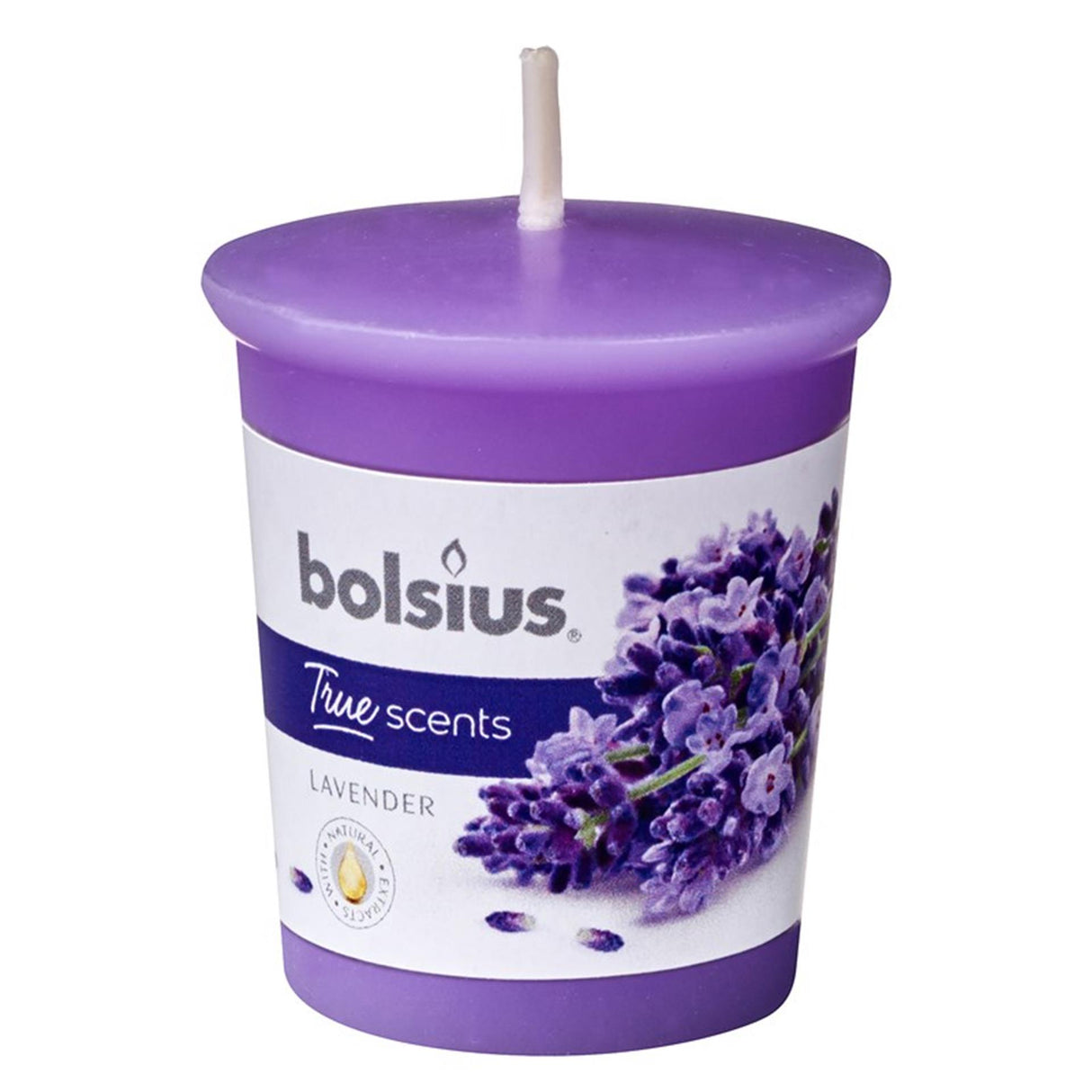 Bolsius Votivkerze 53 45 rund Lavendel 12 Stk