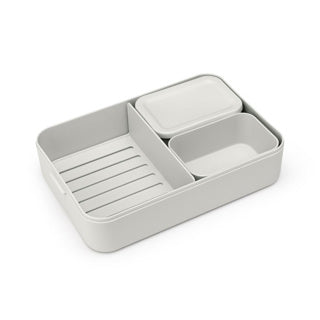 Brabantia Bento-Lunchbox zum Mitnehmen, groß, hellgrau | 2 Stk