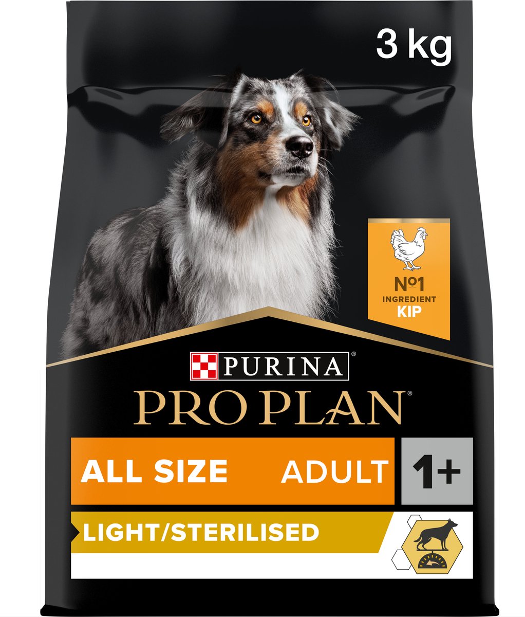 Pro Plan alle Größen für Erwachsene, leicht sterilisiert – Trockenfutter für Hunde – Huhn – 3 kg
