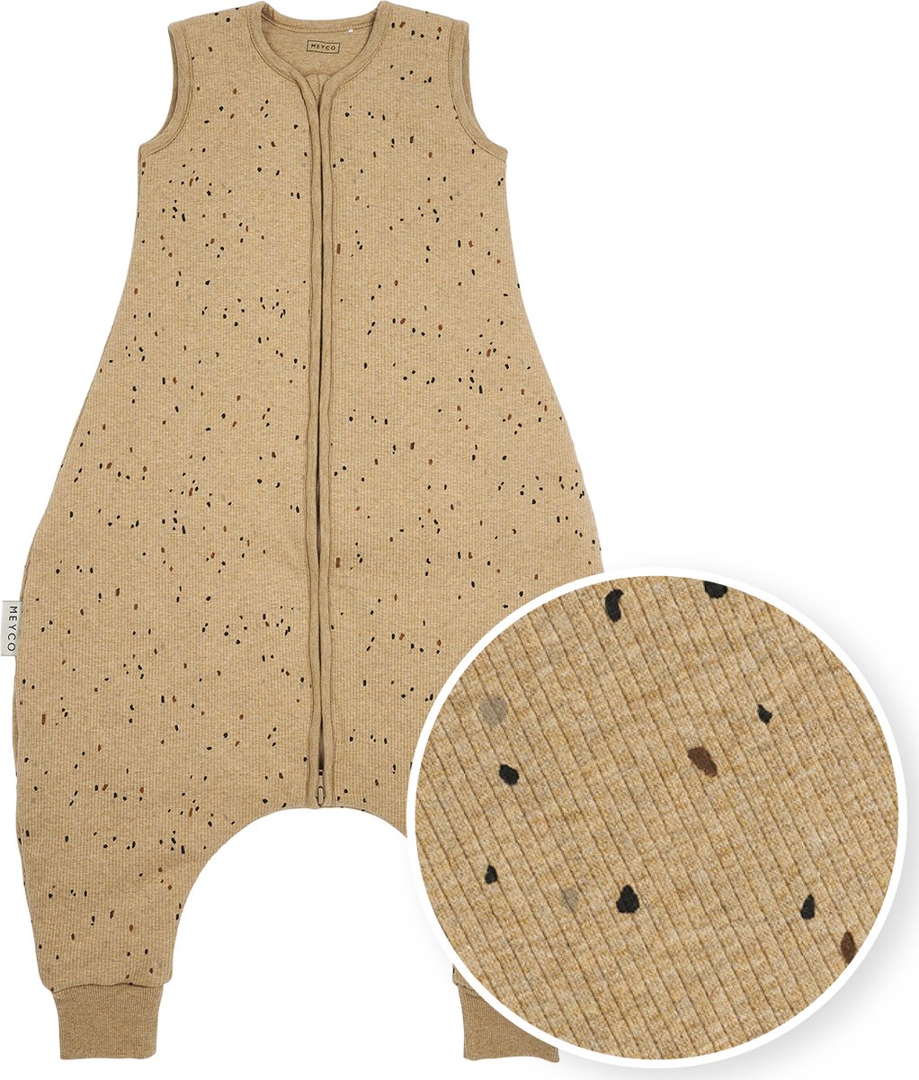 Meyco Baby Rib Mini Spot Baby-Winterschlaf-Overall-Pullover – Toffee Melange – 104 cm – 2,0 Tog