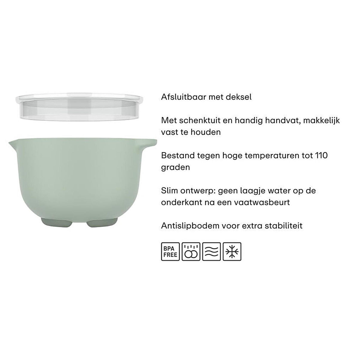 Mepal Rührschüssel mit Deckel – Chef It – Kreide – 1500 ml