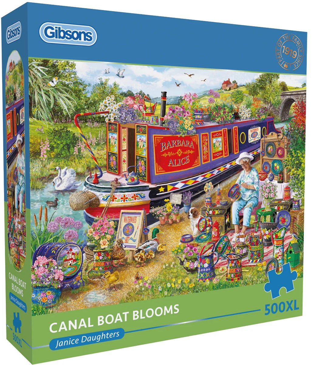 Gibsons Puzzle Kanalboot blüht 500XL bunter Puzzlespaß.