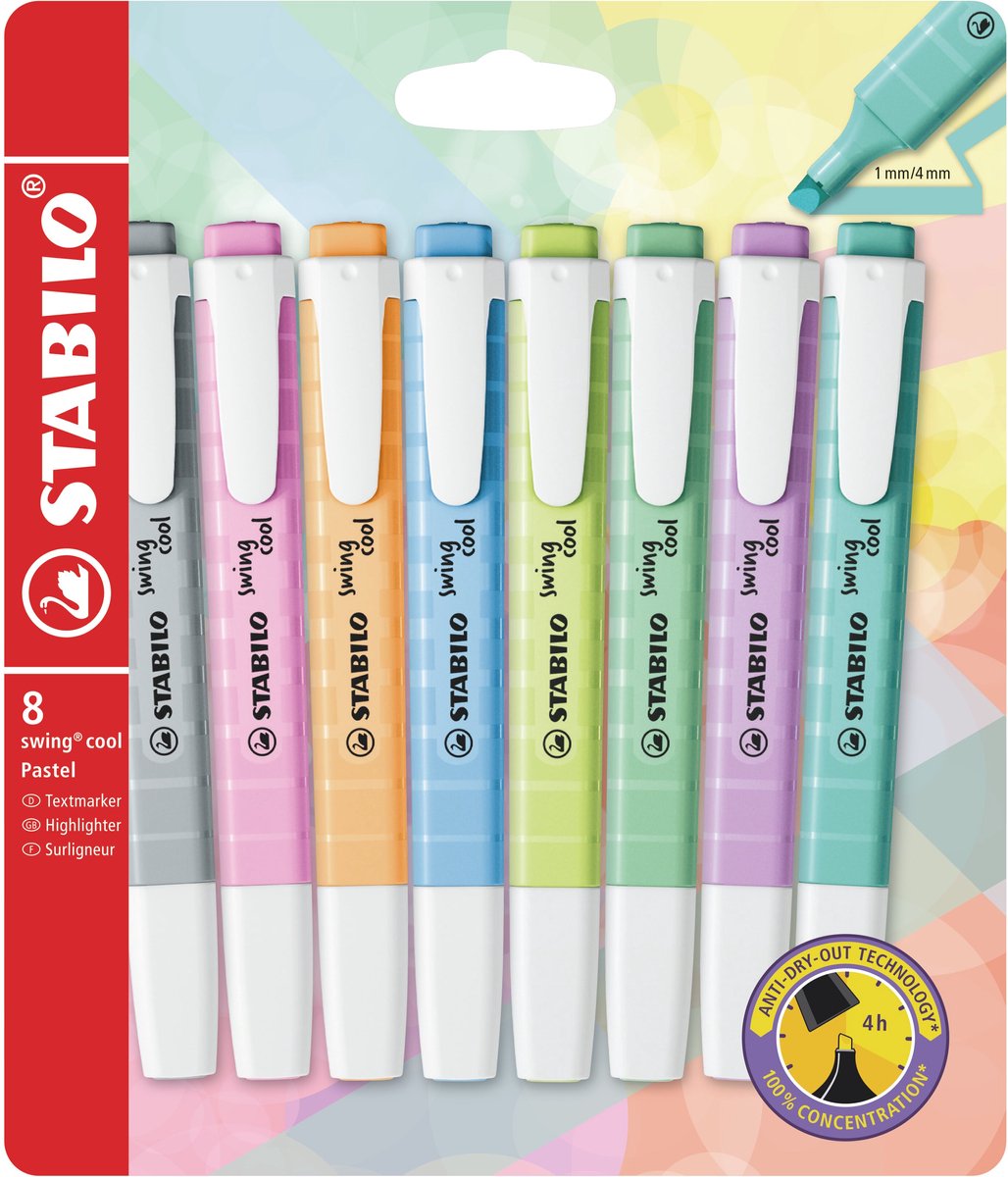Stabilo Swing Cool Pastel – Textmarker – Set mit 8 Stück