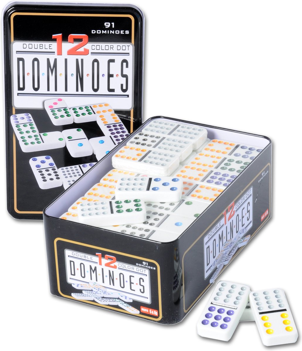 Longfield Games Dominospel Double 12 in Can 91 Stones