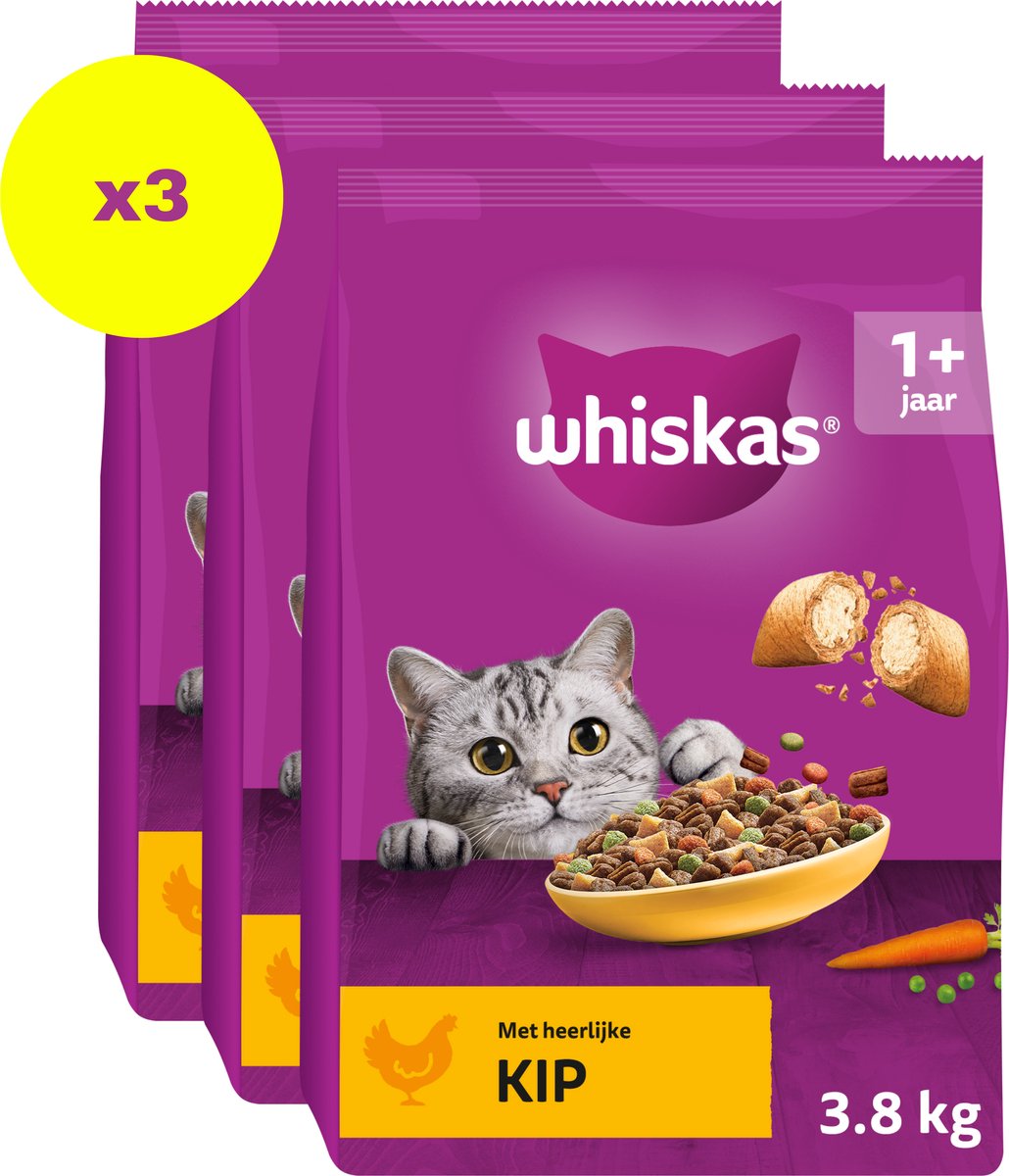 Whiskas Katzenfutter – Erwachsene ab 1 Jahr – Huhn – Beutel 3 x 3,8 kg