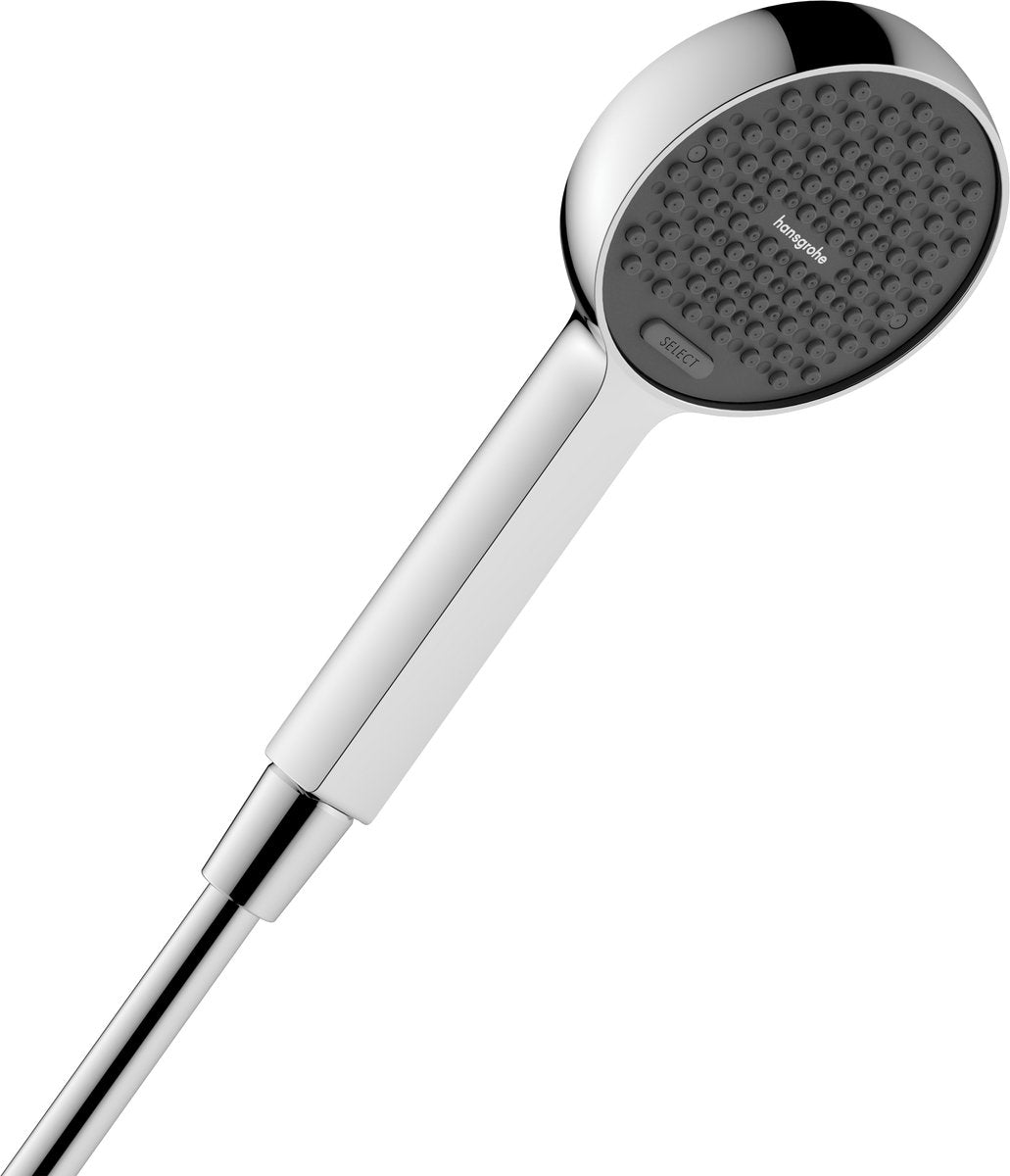 Hansgrohe activatera s – Handbrause – Ecosmart Wassersparen – Auswahl per Knopfdruck – 95 mm – 2 Strahlfunktionen – mattschwarz