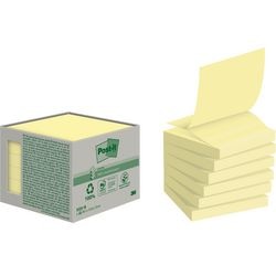 Post-it ® z-notes, gerecycleerd, mini toren, geel, 76 x 76 mm, 6 blokken, non x-wrapped, 100 blaadjes blok