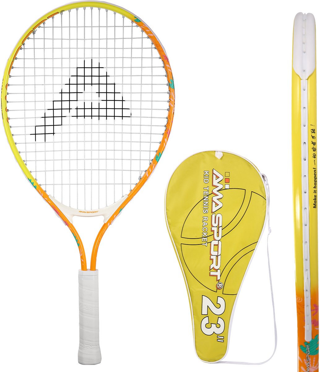 Ama Sport Kinder-Tennisschläger Orange 23 Zoll – leichter Junior-Schläger mit Tasche – ideal für Anfänger –