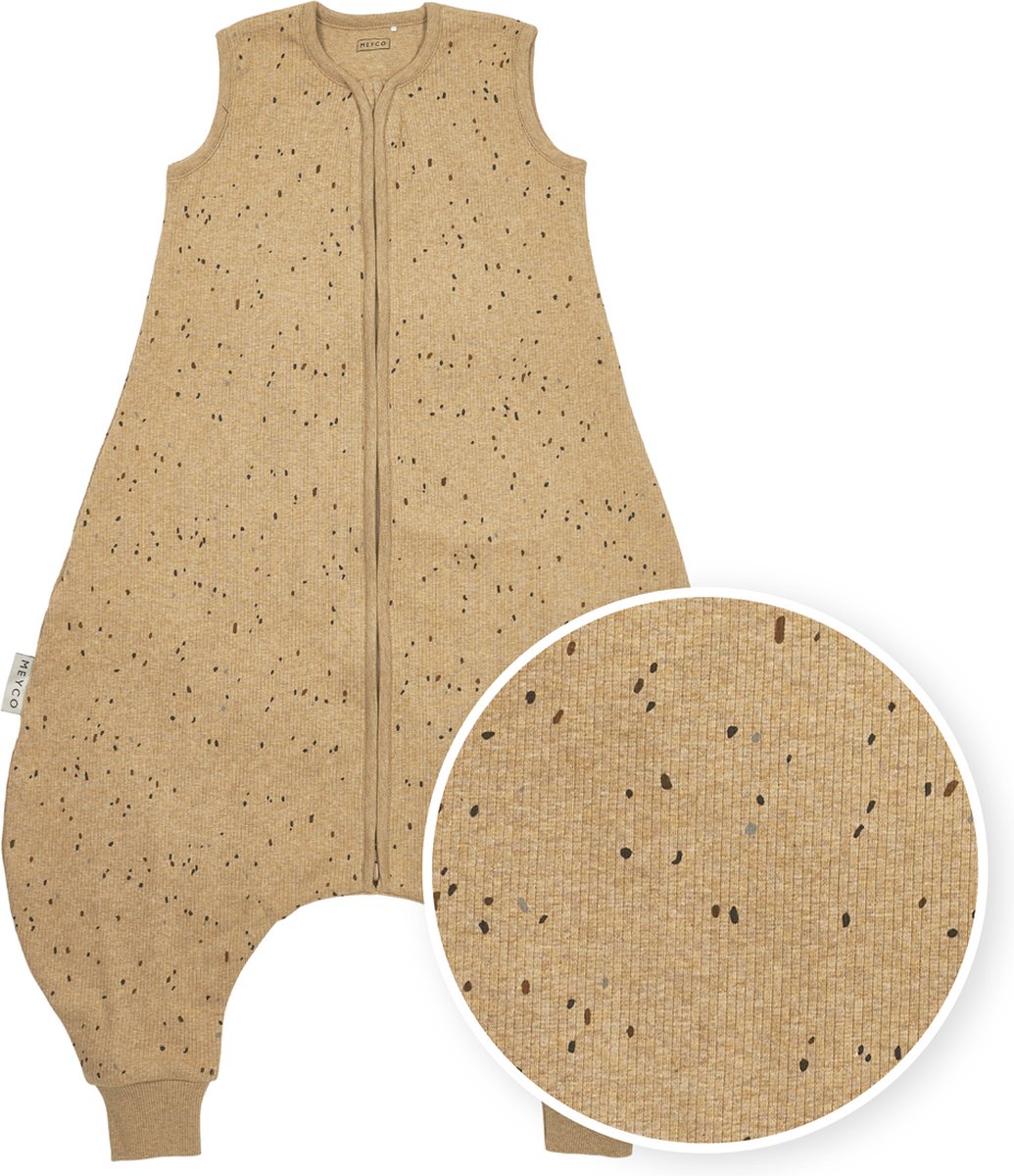 Meyco Baby Rib Mini Spot Baby Sommer-Schlafoverall-Pullover – Toffee Melange – 104 cm – 0,5 Tog
