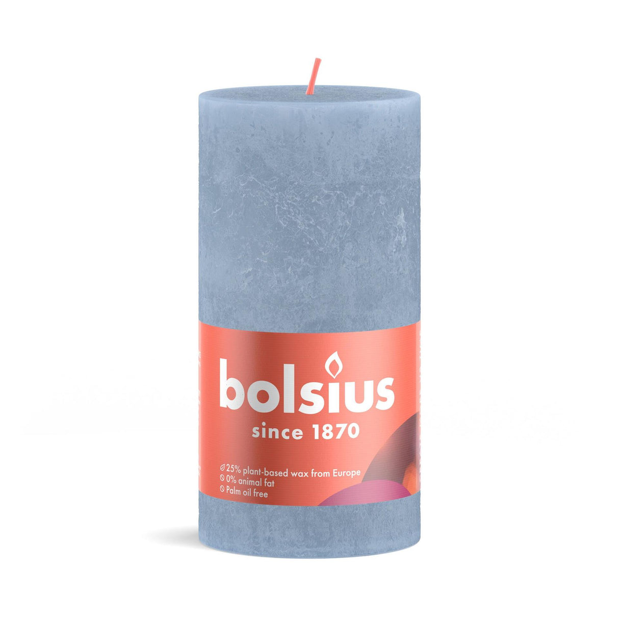 Bolsius Stumpenkerze rustikal 13x6,8 cm himmelblau