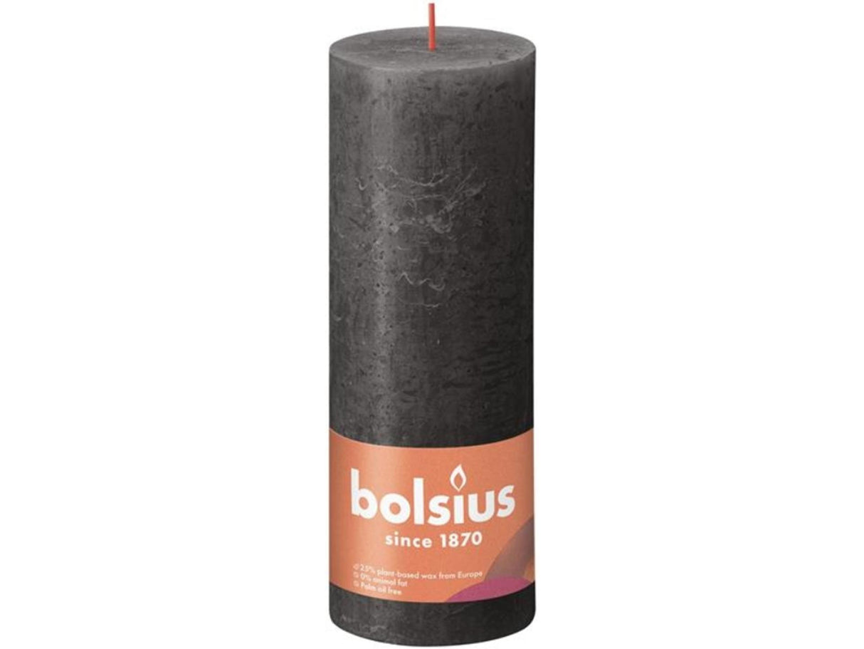 Bolsius rustikale Stumpenkerze 190 68 grau