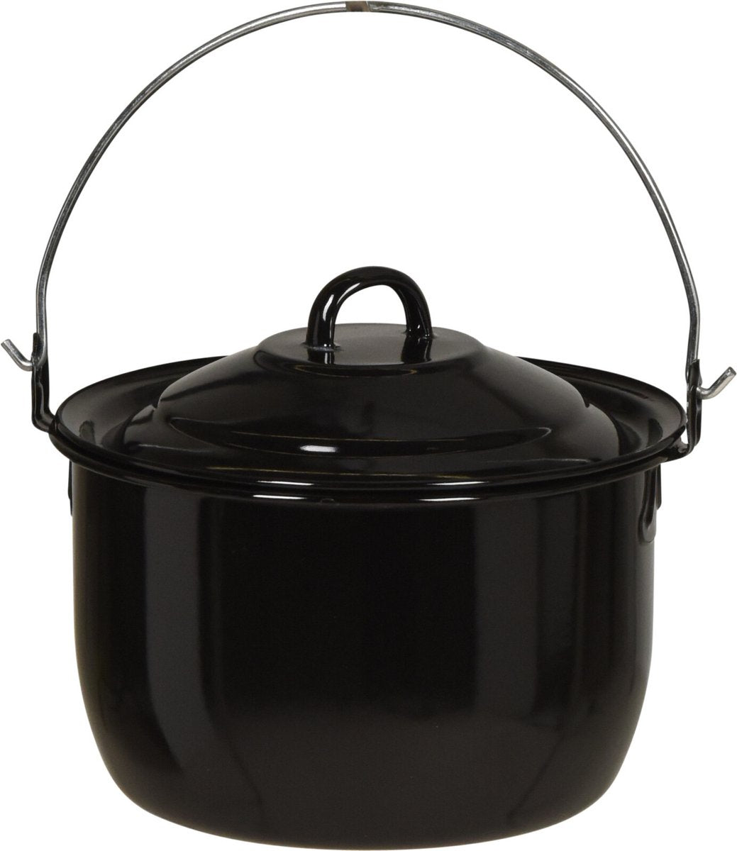 Ambiance emaille pan met deksel voor bbq ø 20 cm 3,3 liter zwart