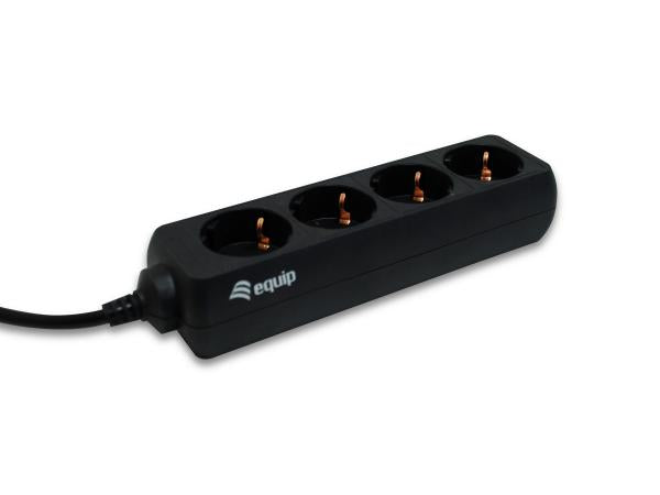 Equip 333281 Steckdosenleiste mit 4 Ausgängen, 1,1 m, Typ F, schwarz, 4 AC-Ausgänge, 100–240 V, 50–60 Hz