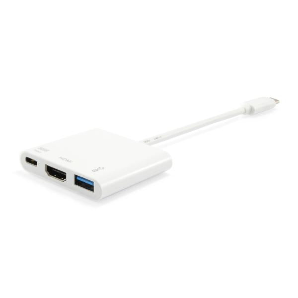 Equip 133461 USB-Typ-C-auf-HDMI-Buchse, USB-A-Buchse, PD-Adapter, 4K, Kunststoff, 15 cm, weiß