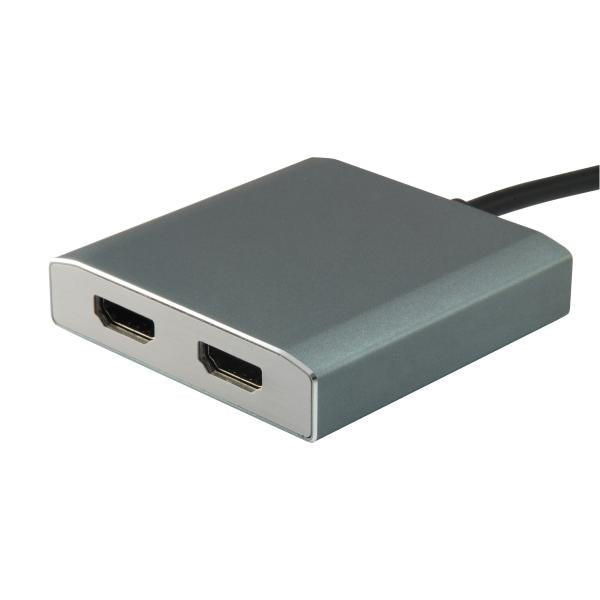 Equip 133464 USB-Typ-C-auf-2x-HDMI-Buchse-Adapter, 2160p@30 Hz, USB3.1 Gen1, Grau