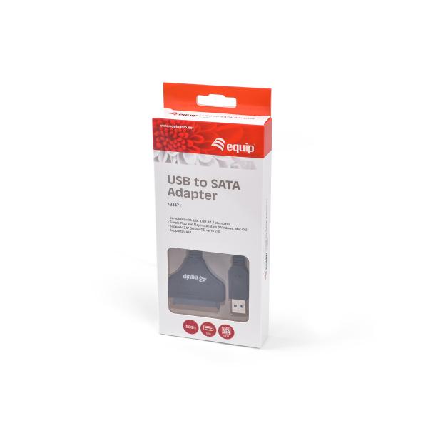 Equip 133471 USB3.0-zu-SATA-Adapter, männlich männlich, 0,5 m, schwarz
