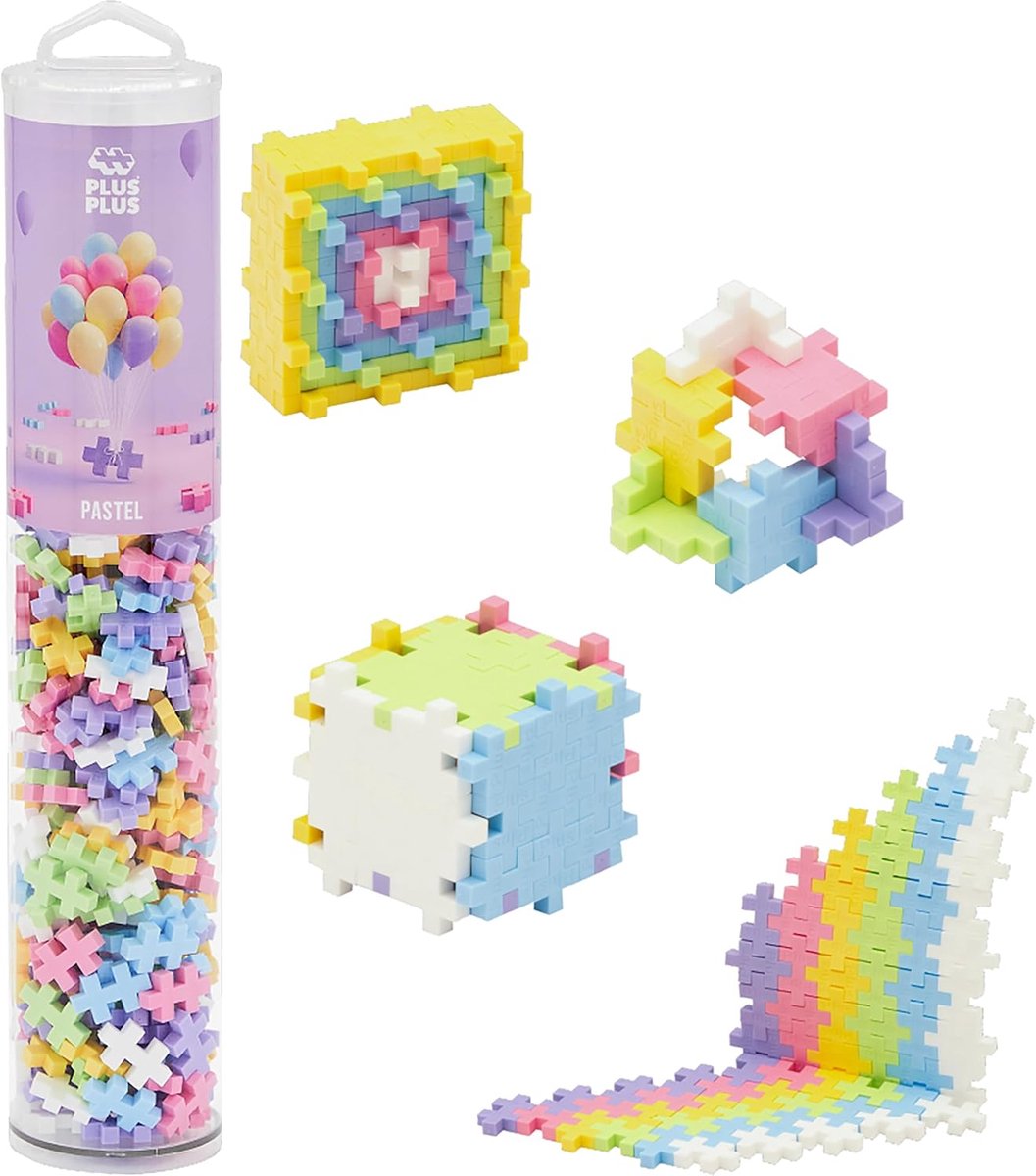 Plus-Plus Tube Pastell 240-teiliger Baukasten – 4187 – Konstruktionsspielzeug – Konstruktionsspielzeug – Set mit Bausteinen – ab 5 Jahren