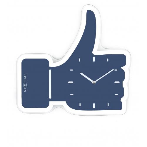 Nexttime Uhr 3072bl Daumen hoch, 40,5x41,5 cm, Wand, Blau Silber