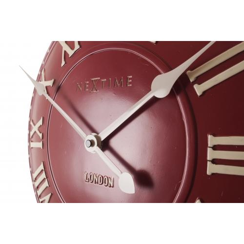 Nexttime Uhr 3083ro London römisch, ø34,5 cm, Wand, rot weiß