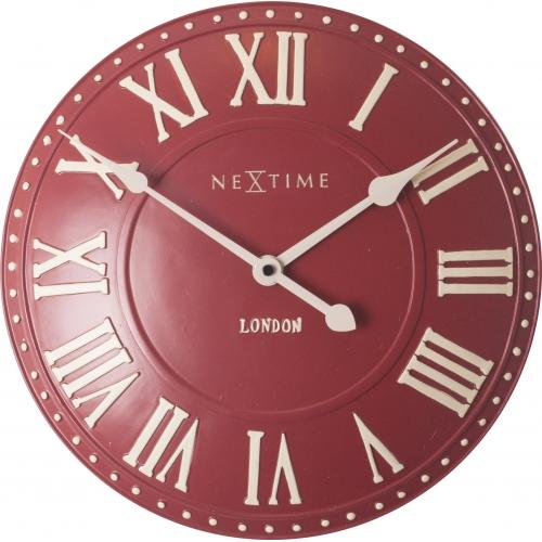Nexttime Uhr 3083ro London römisch, ø34,5 cm, Wand, rot weiß