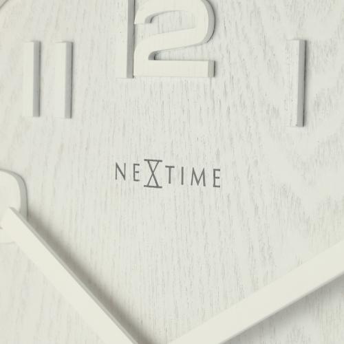 Nexttime Uhr 3096wi Holz Holz mittel, ø35,5 cm, Wand, weiß