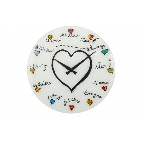 Nexttime-Uhr 8030 „Loving You“, ø43 cm, Wand, weiß, mehrfarbig