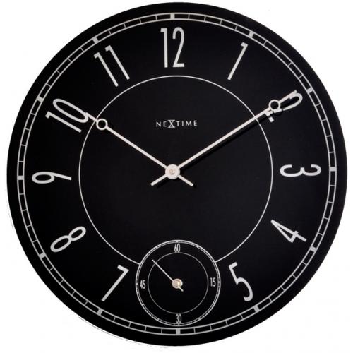 Nexttime Uhr 8144 Leitbring, ø43 cm, Wand, schwarz silber glänzend