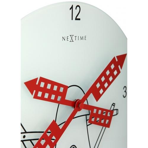 Nexttime Uhr 8807 Windmühle, ø30 cm, Wand, weiß schwarz rot