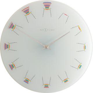 Nexttime Clock 8809 Stuhl, ø30 cm, Wand, weiß mehrfarbig