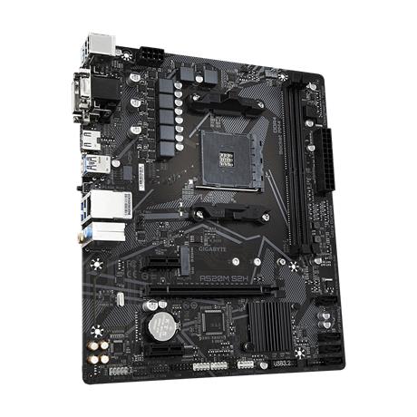 Gigabyte A520M S2H, Matx, AMD, AM4, A520, Ryzen 3 3. Generation, 64 GB, 2x Dimm DDR4, 5000 MHz, USB 3.1, M.2