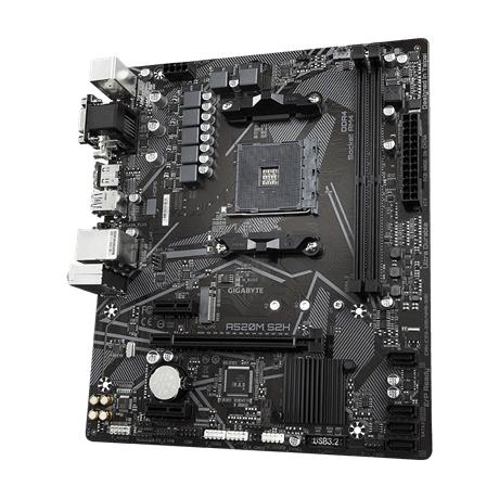 Gigabyte A520M S2H, Matx, AMD, AM4, A520, Ryzen 3 3. Generation, 64 GB, 2x Dimm DDR4, 5000 MHz, USB 3.1, M.2