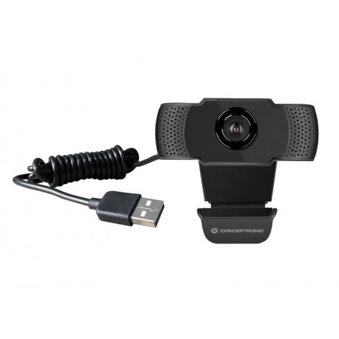 Conceptronic amdis01b Full-HD-Webcam mit Mikrofon, USB, 2 MP, 1920 x 1080p 30 fps, H.264, 90°