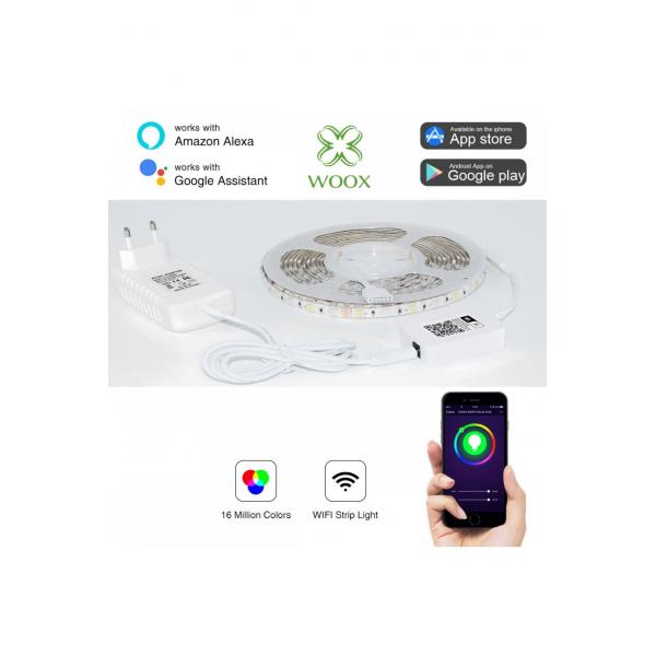 Woox r5093 intelligenter LED-Streifen, 5 m, 1000 lm, Vollfarb-RGB + Warmweiß 1000