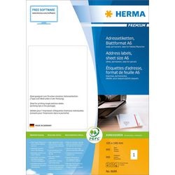 Herma Premium-Adressetiketten, A6, 105 x 148 mm, weiß, permanent klebend