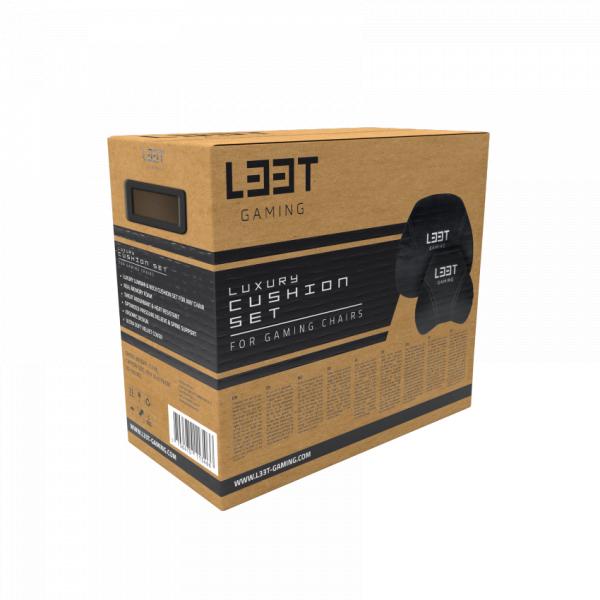 L33t Gaming 160382 Luxus-Gaming-Stuhl-Kissenset, Memory-Schaum, Samt, ultraweich, schwarz