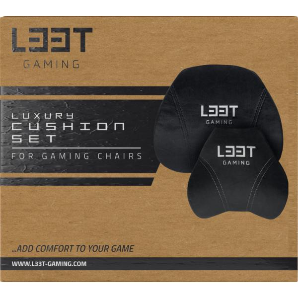L33t Gaming 160382 Luxus-Gaming-Stuhl-Kissenset, Memory-Schaum, Samt, ultraweich, schwarz