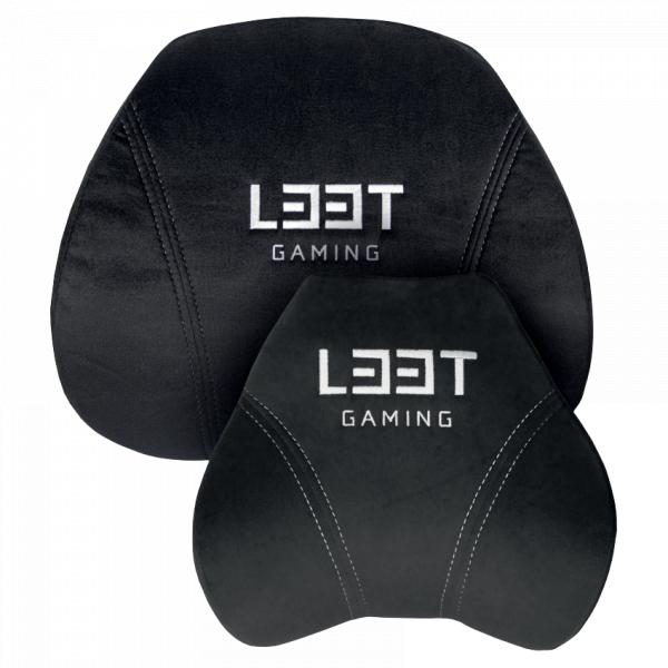 L33t Gaming 160382 Luxus-Gaming-Stuhl-Kissenset, Memory-Schaum, Samt, ultraweich, schwarz