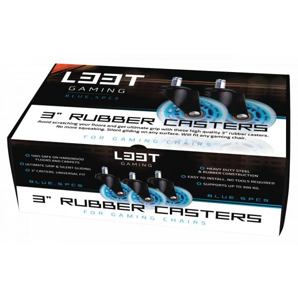 L33t Gaming 160529 3-Zoll-Gummirollen, blau, 5 Stück
