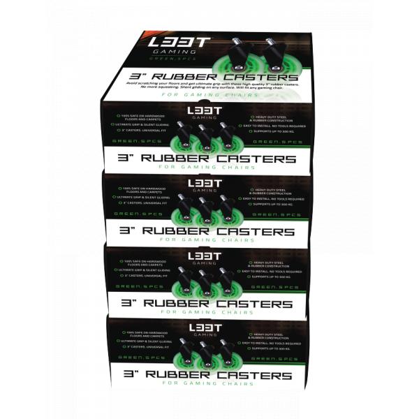 L33t Gaming 160531 3-Zoll-Gummirollen, grün, 5 Stück