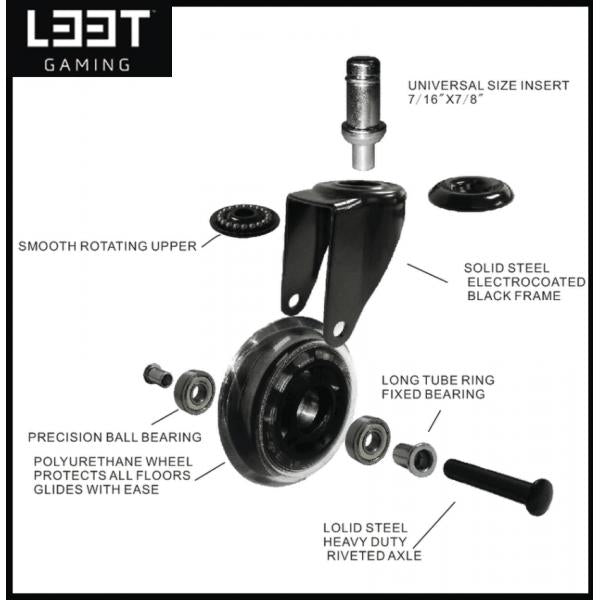 L33t Gaming 160531 3-Zoll-Gummirollen, grün, 5 Stück
