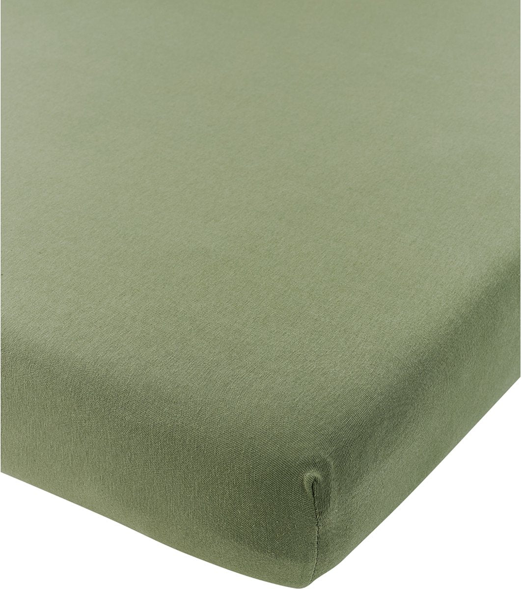 Meyco Baby Uni Spannbettlaken Juniorbett – Jersey – Olivgrün – 70x140 150cm